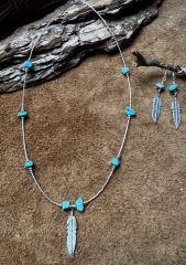 Indianerschmuck T�rkis Ohrringe Feder