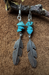 Indianerschmuck T�rkis/Federohrringe