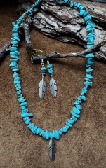Indianerschmuck T�rkis/Federohrringe