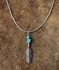 Indianerschmuck Anh�nger Feder/T�rkis
