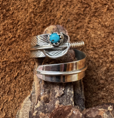 Indianerschmuck T�rkis/Feder Ring