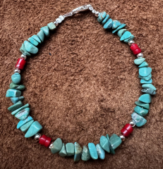 Indianerschmuck T�rkis/Koralle Armband