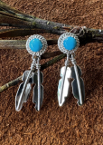Indianerschmuck T�rkis Ohrringe Feder