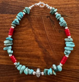 Indianerschmuck T�rkis/Koralle Armband