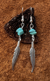 Indianerschmuck Feder/T�rkis Ohrringe
