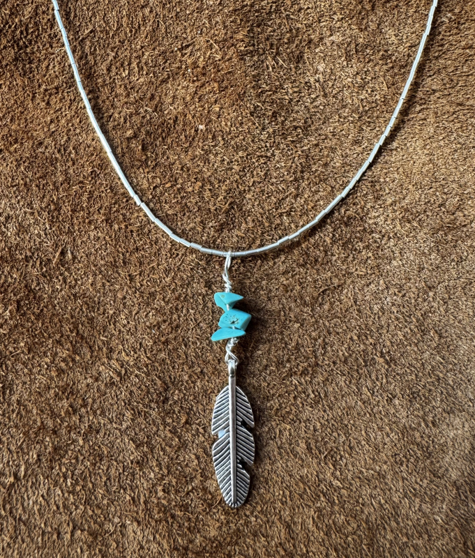 Indianerschmuck Anh�nger Feder/T�rkis