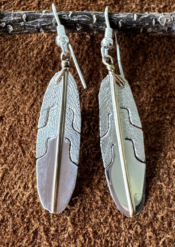 Navajo Feder Ohrringe Silber/Gold