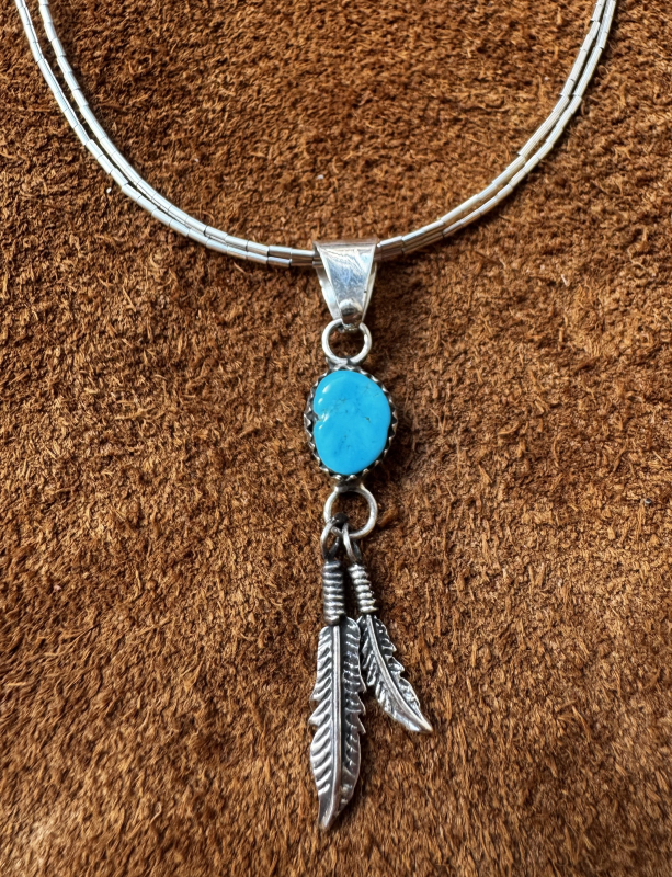Indianerschmuck T�rkis/Feder Anh�nger