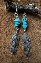 Indianerschmuck T�rkis/Federohrringe