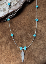 Liquid Silver T�rkis/Feder Collier