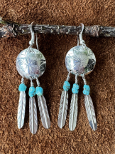 Navajo Concho Feder Ohrringe