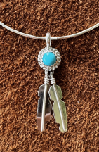 Indianerschmuck Anh�nger T�rkis/Feder
