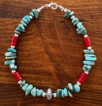 Indianerschmuck T�rkis/Koralle Armband